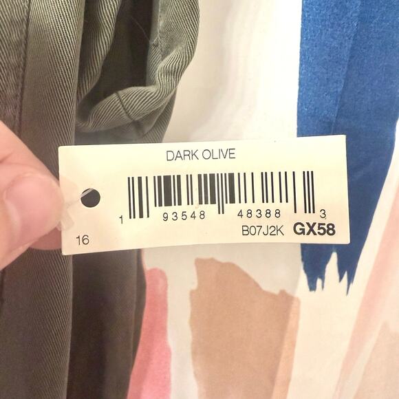 Daily Ritual Olive Green Sleeveless Crew Neck Button Front Romper 16 / 18 / 48 - Picture 9 of 9